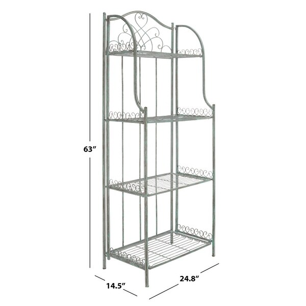 SAFAVIEH Amaris Victorian Wrought Iron 4-Tier Outdoor Bakers Rack. - 25 in. W x 15 in. D x 63 in. H