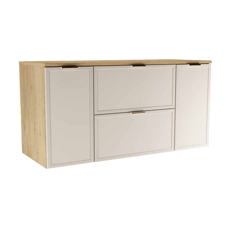 Szafka pod Umywalkę z Blatem 120cm Fronty Ramka Dąb Cremona / Kaszmir