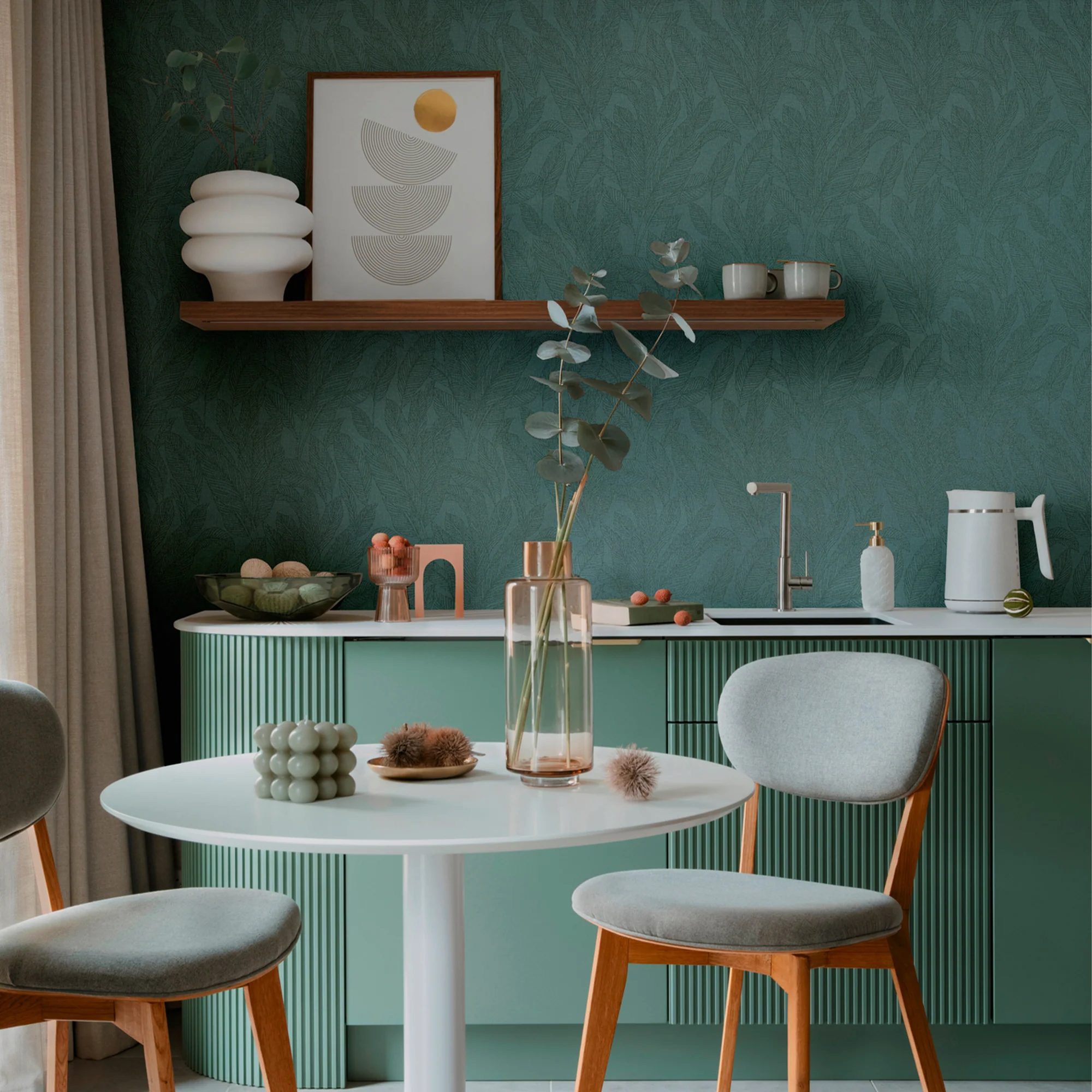 CosmoLiving Papier peint intissé GOLDEN FERN vert émeraude