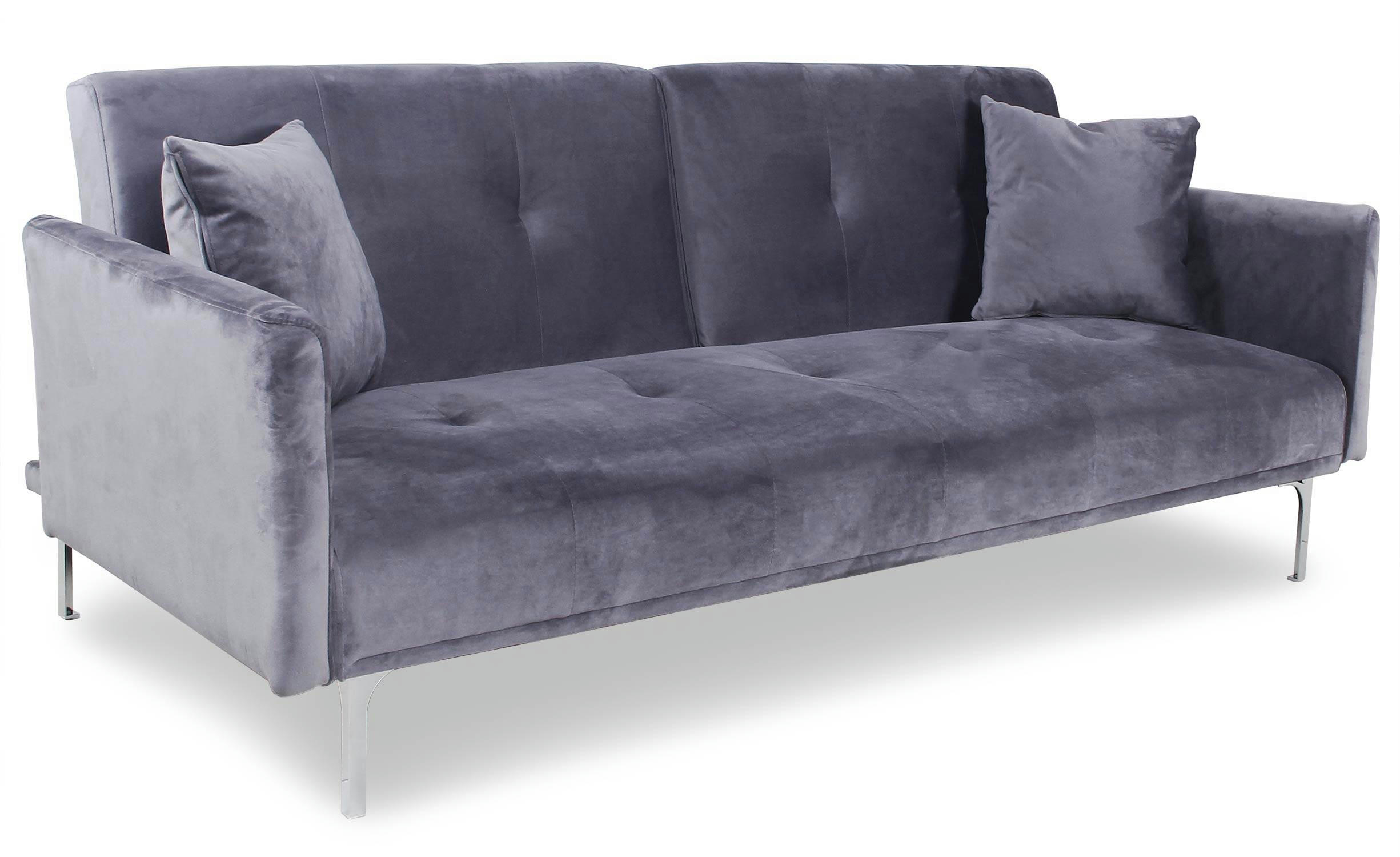 CARLA - Canapé convertible clic-clac 3 places velours gris