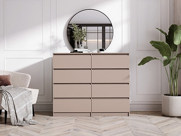 Commode 8 tiroirs, caramel, 120 x 39 x 101 cm