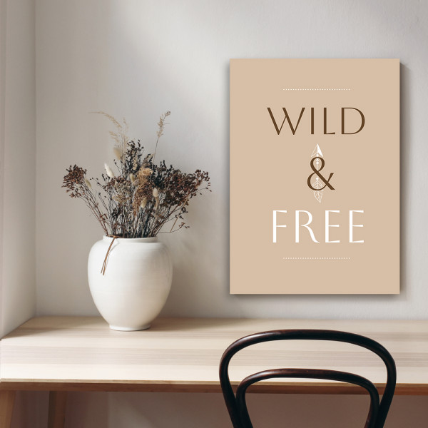 Feeby Obraz na płótnie, Napis Wild & Free 40x60