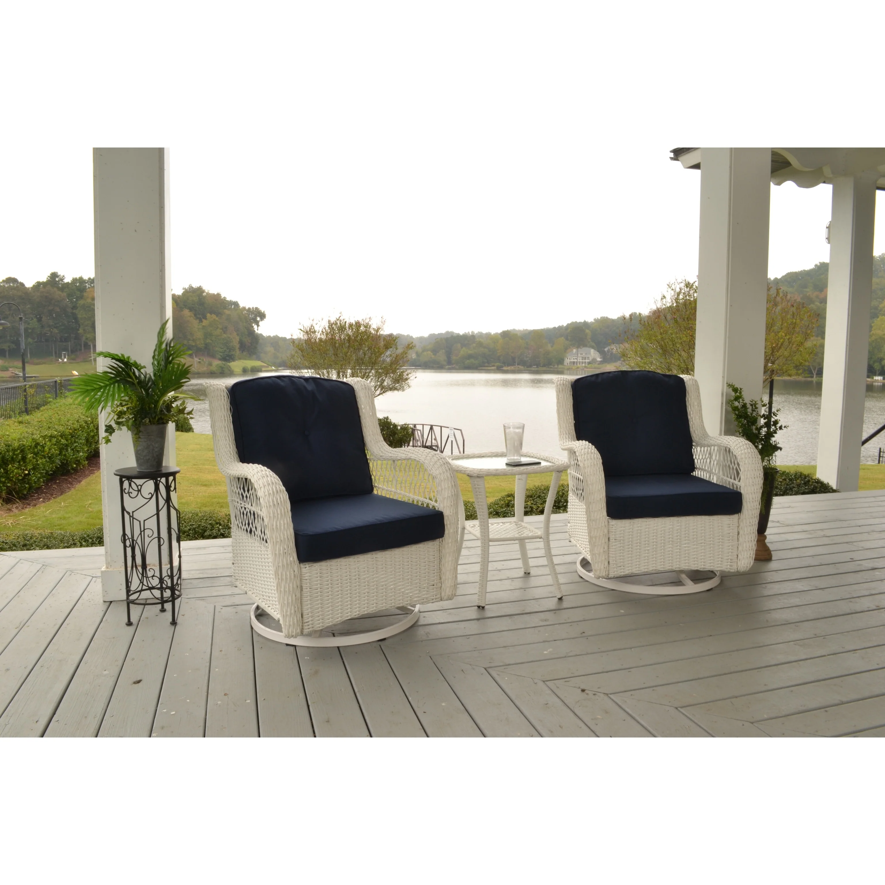 Rio Vista Outdoor Wicker Swivel Glider Chair Set (3-Piece)