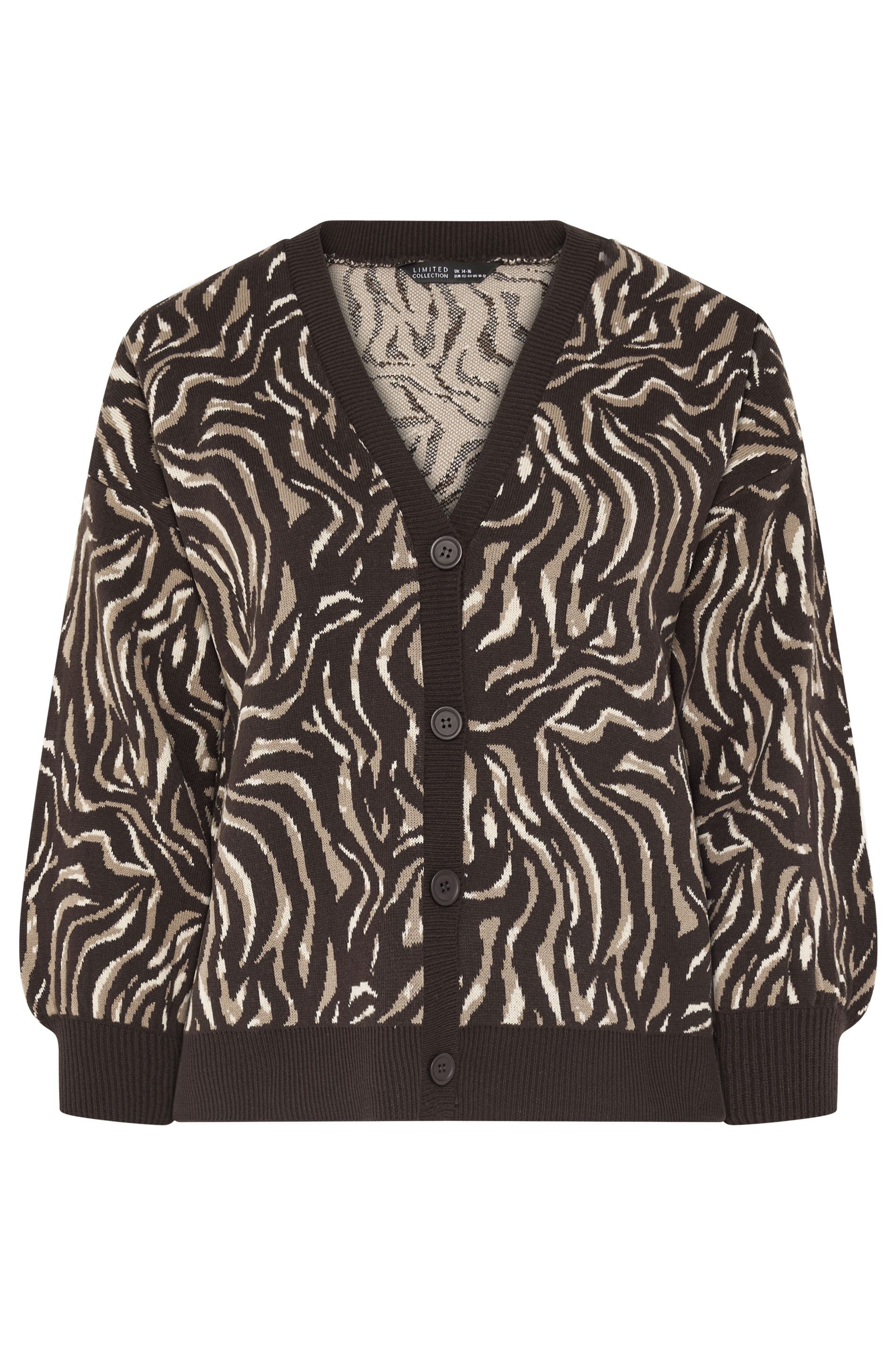 Yours Zebra Balloon Sleeve Cardigan