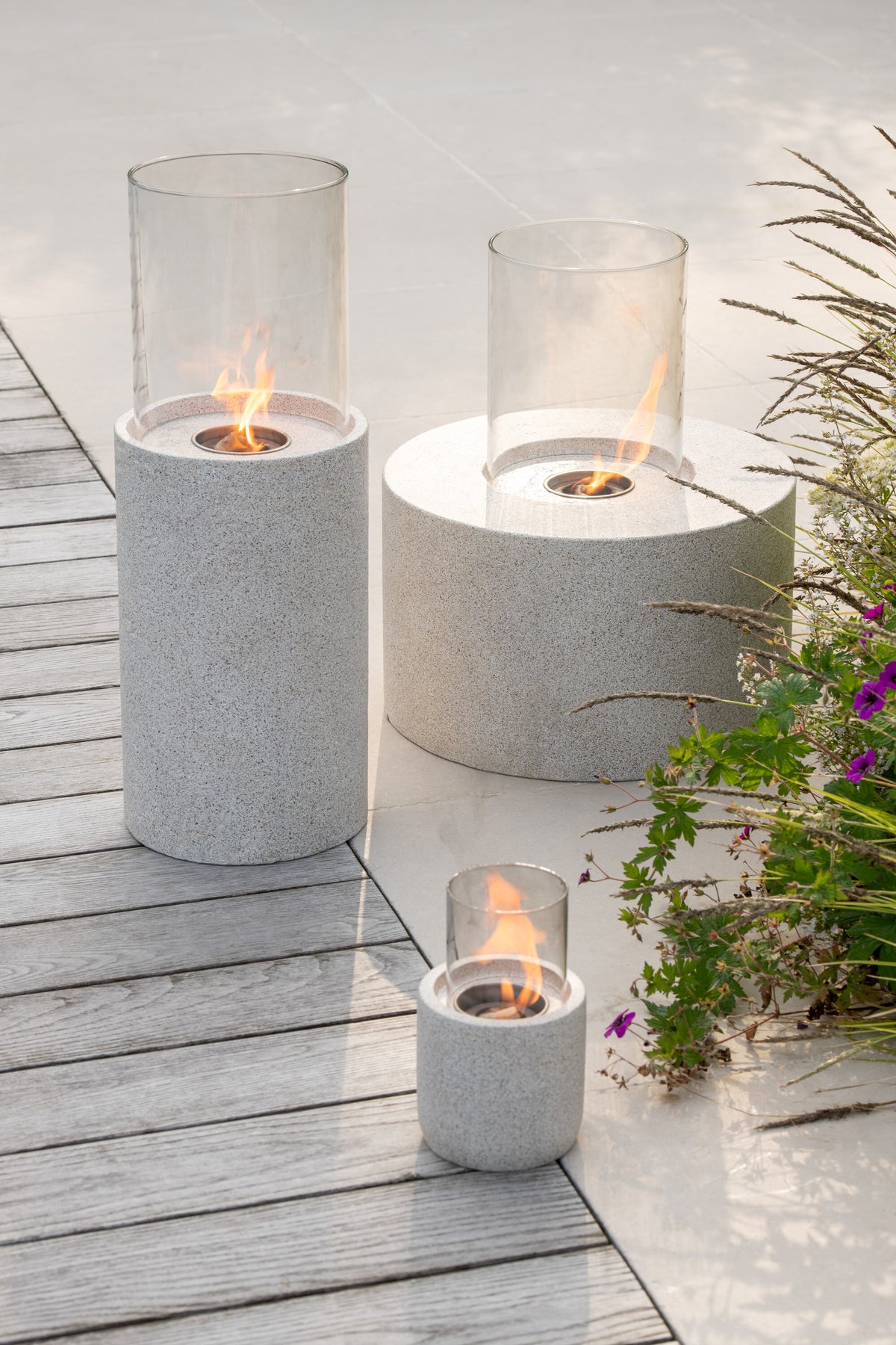 J-Line tafelhaard Bio-Ethanol Rond - cement - grijs