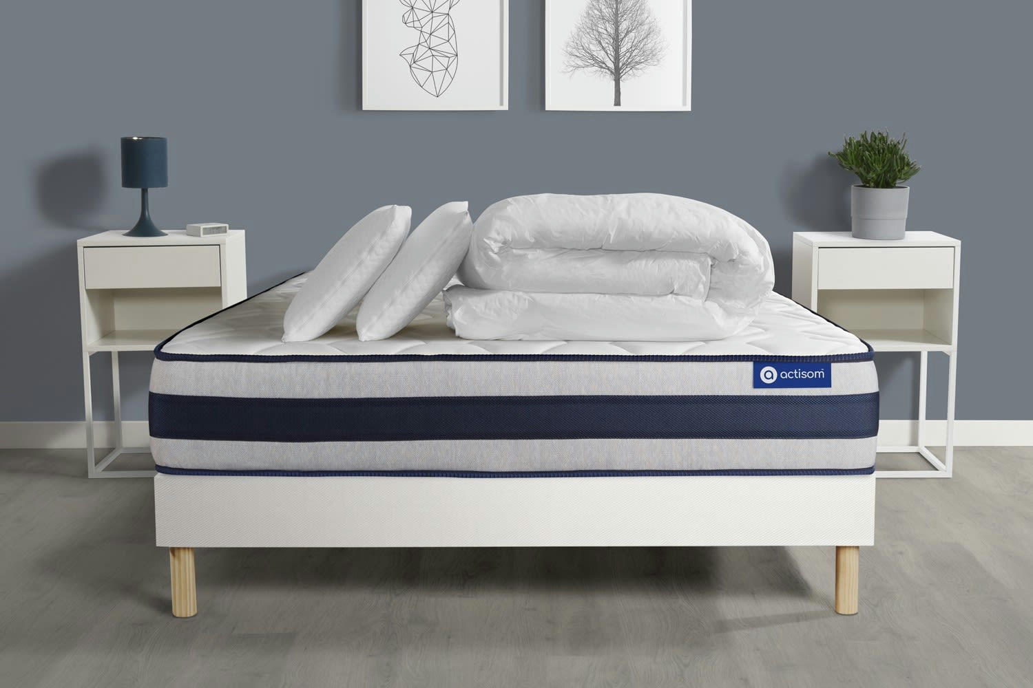 ACTIFLEX ERGO - Pack prêt à dormir 140x190 cm sommier kit blanc