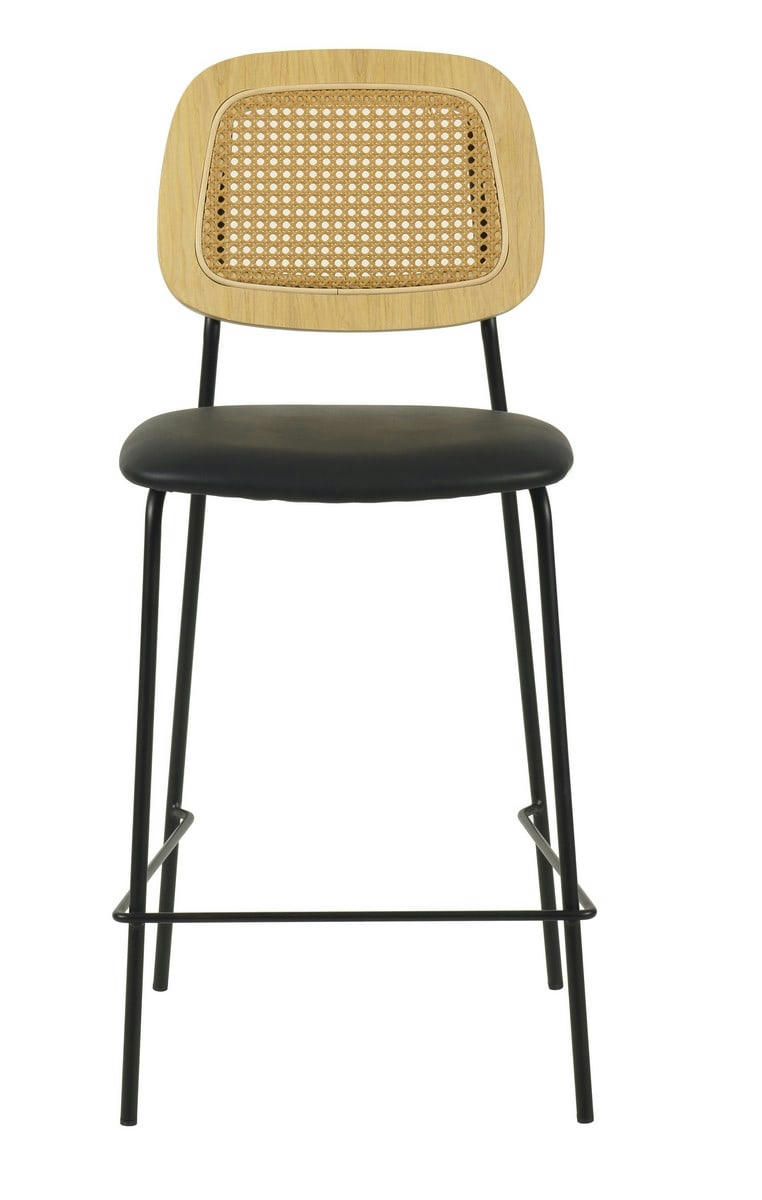 MEMPHIS - Chaise de bar simili cuir noir