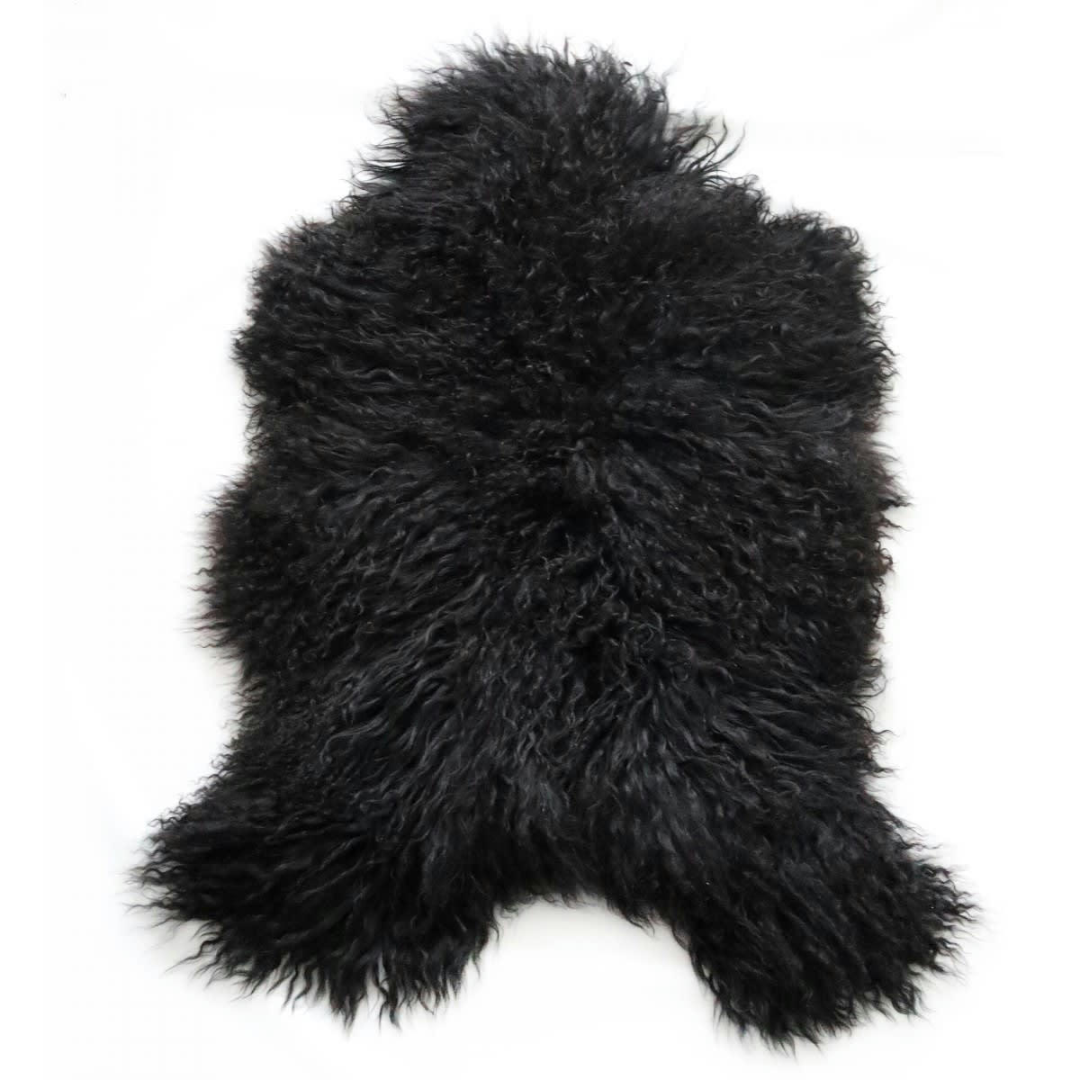 - Tapis en peau de mouton islandais frisée noire