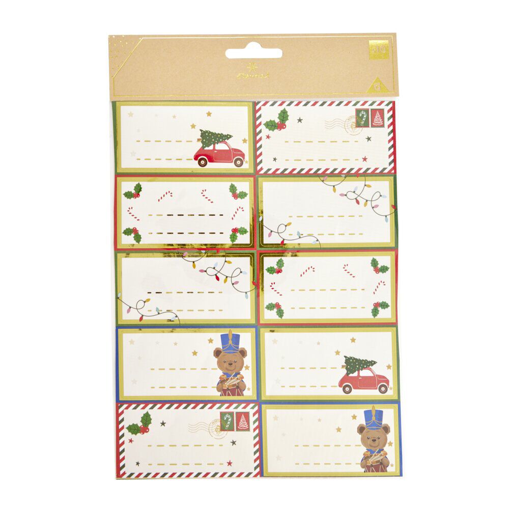 étiquettes autocollantes No&euml;l x10 motif traditionnel
