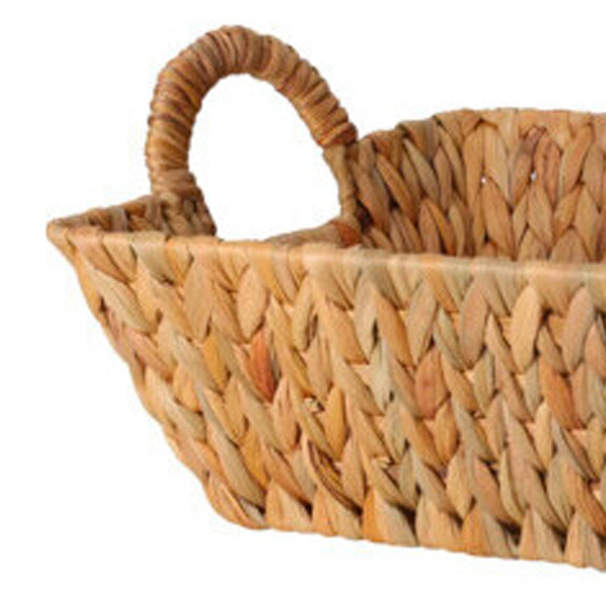 - Panier de rangement tressé en jacinthe d'eau 30x27x11cm