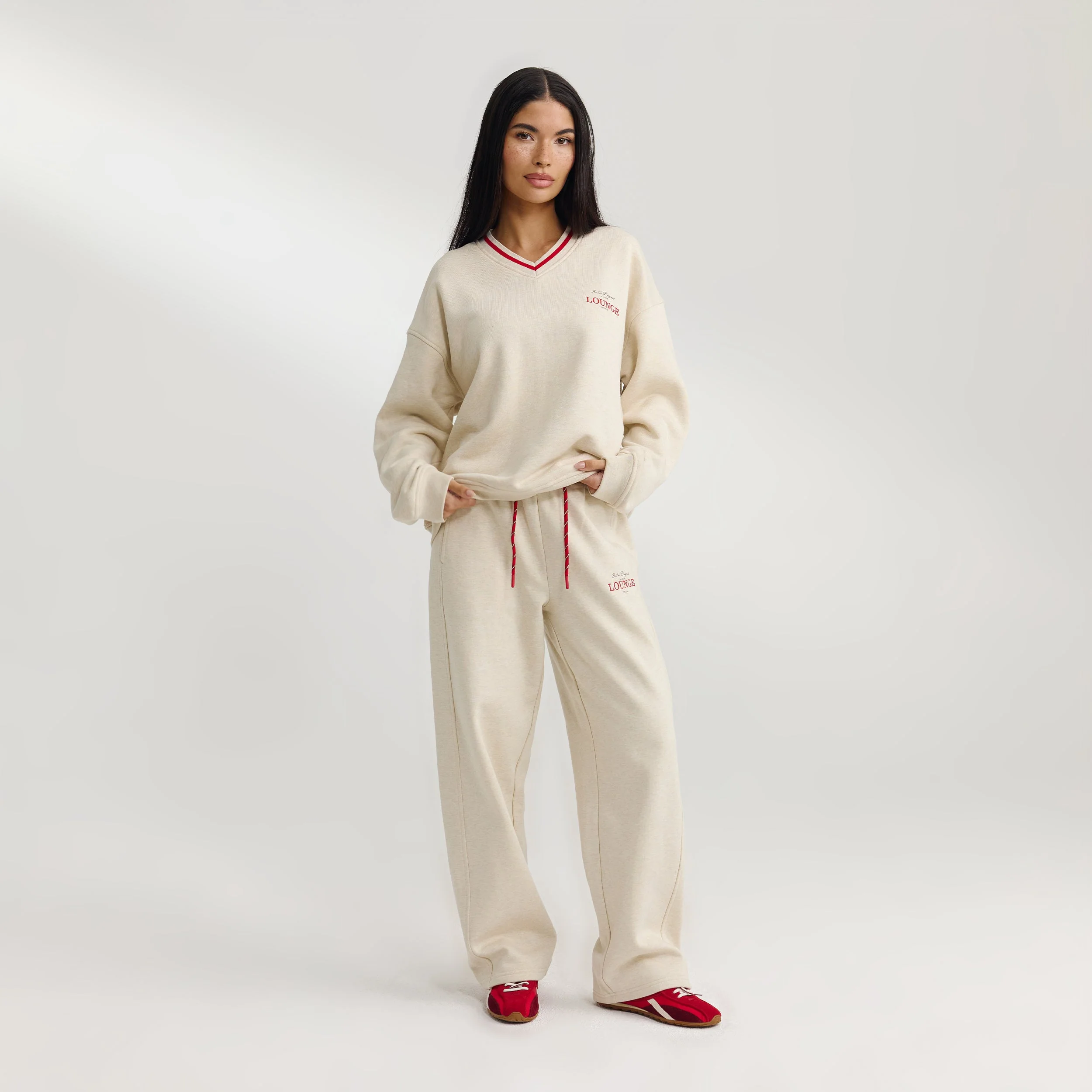 V-Neck Jumper - Oat Marl