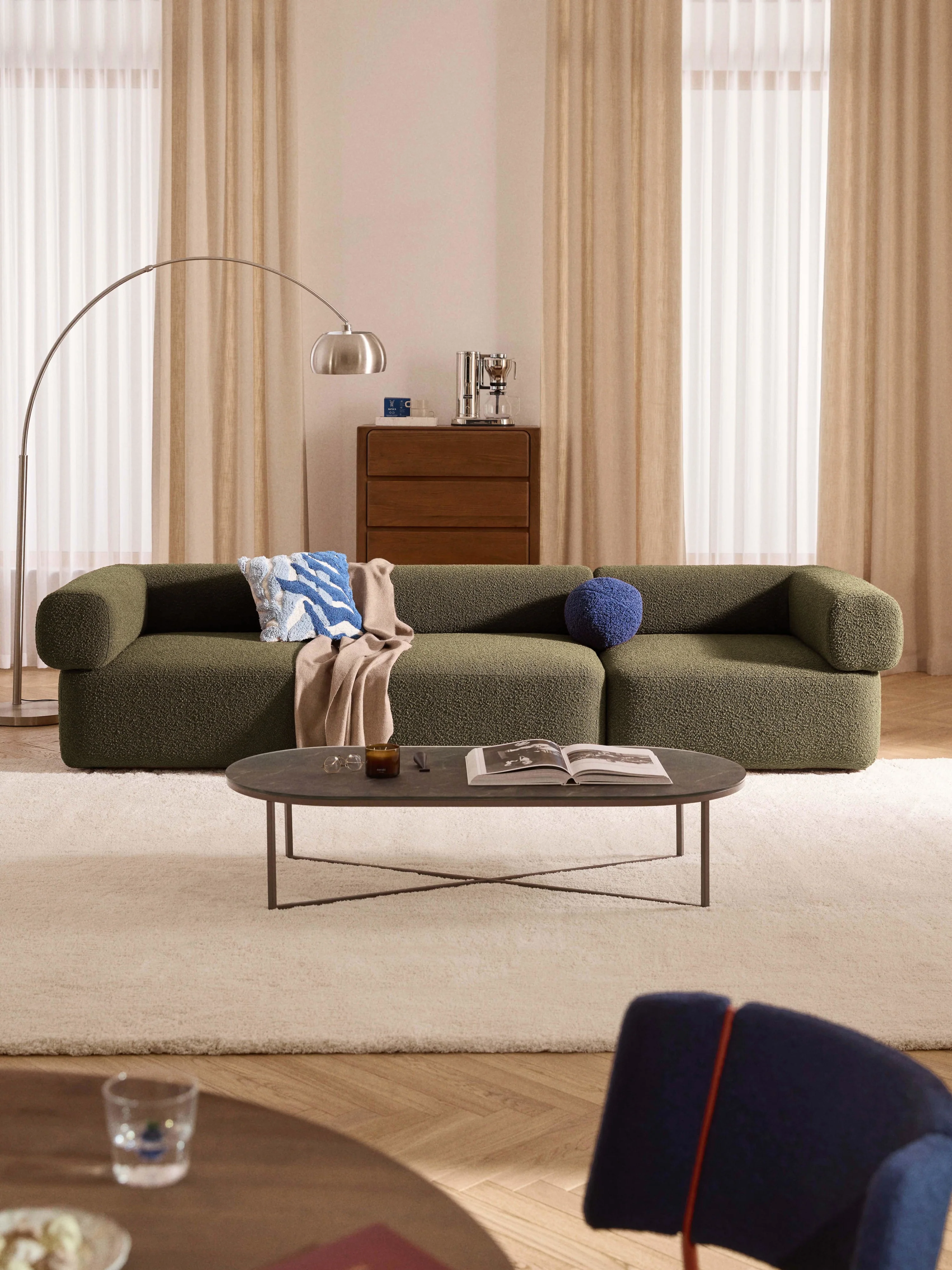 Modulares Bouclé-Sofa Anton (4-Sitzer)