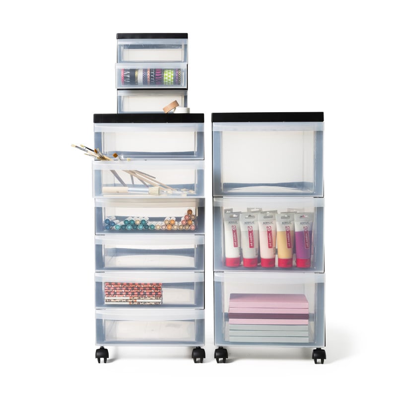 Iris ladesysteem met wieltjes - 3 lades - zwart - 61x29x39 cm