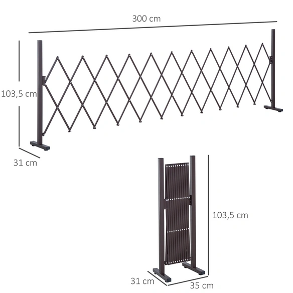 Scherengitter, Aluminium/Eisen, dunkelbraun, LxH: 300 x 103,5 cm