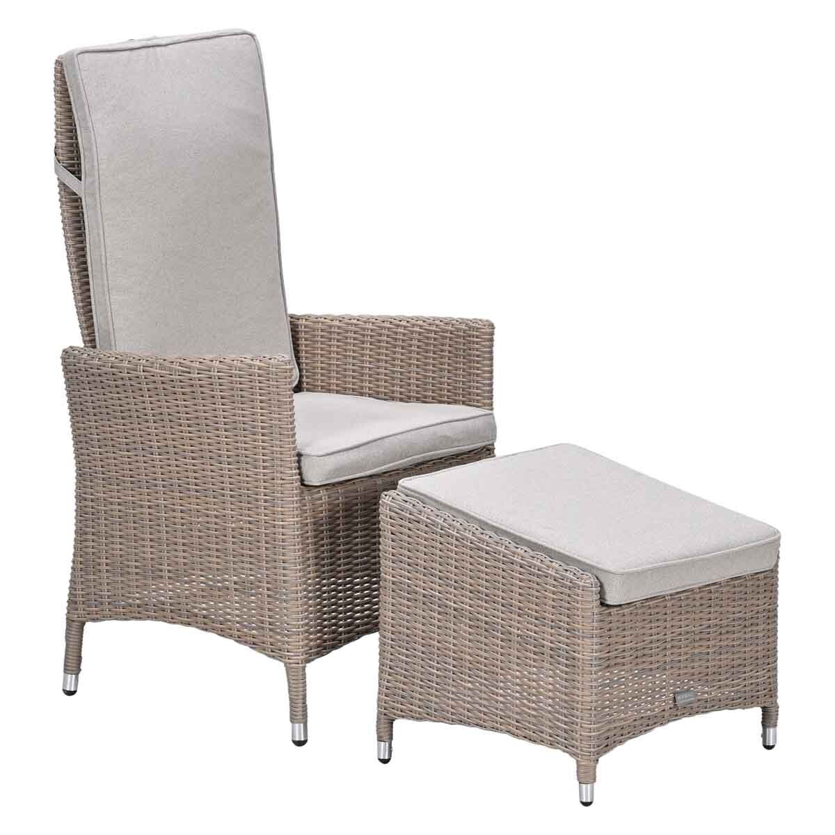 Garden Impressionsloungestoel incl. voetenbank Collin vintage willow