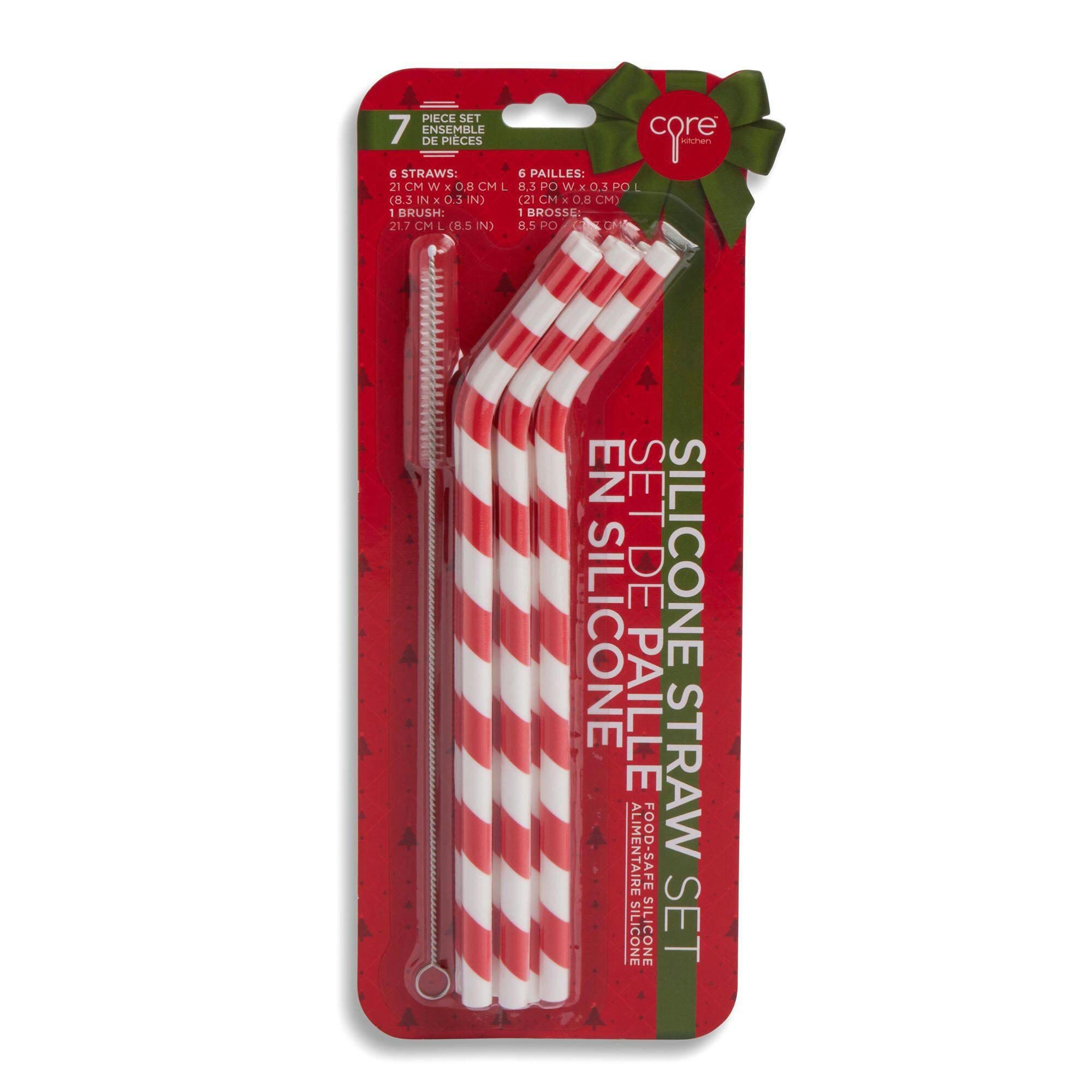Core Home Two-Tone Reusable Silicone Straws, 7-pc