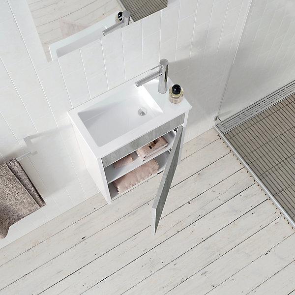 Meuble Lave Mains MINI 40x50x22 cm - Gris et Blanc