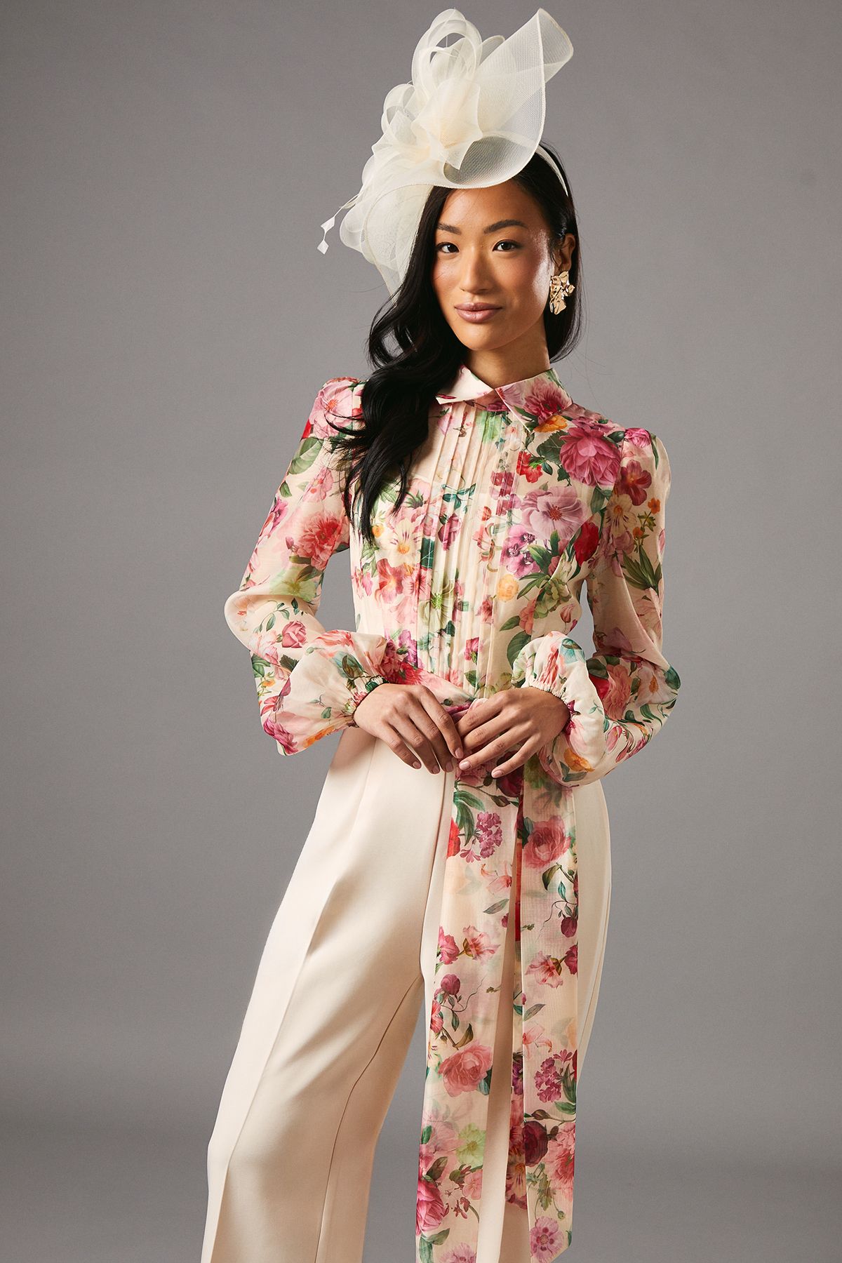 Coast Blouson Sleeve Pintuck Detail Wide Leg Jumpsuit