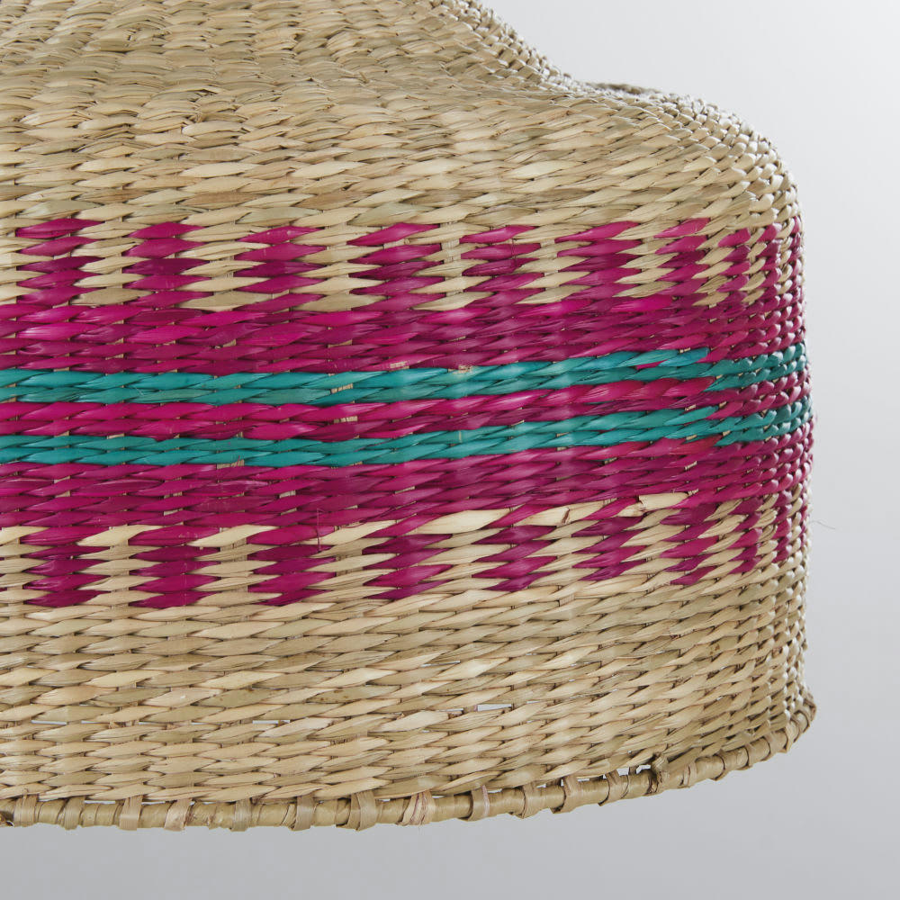 MADRID - Abat-jour pour suspension en jonc de mer coloré beige et fuchsia D30