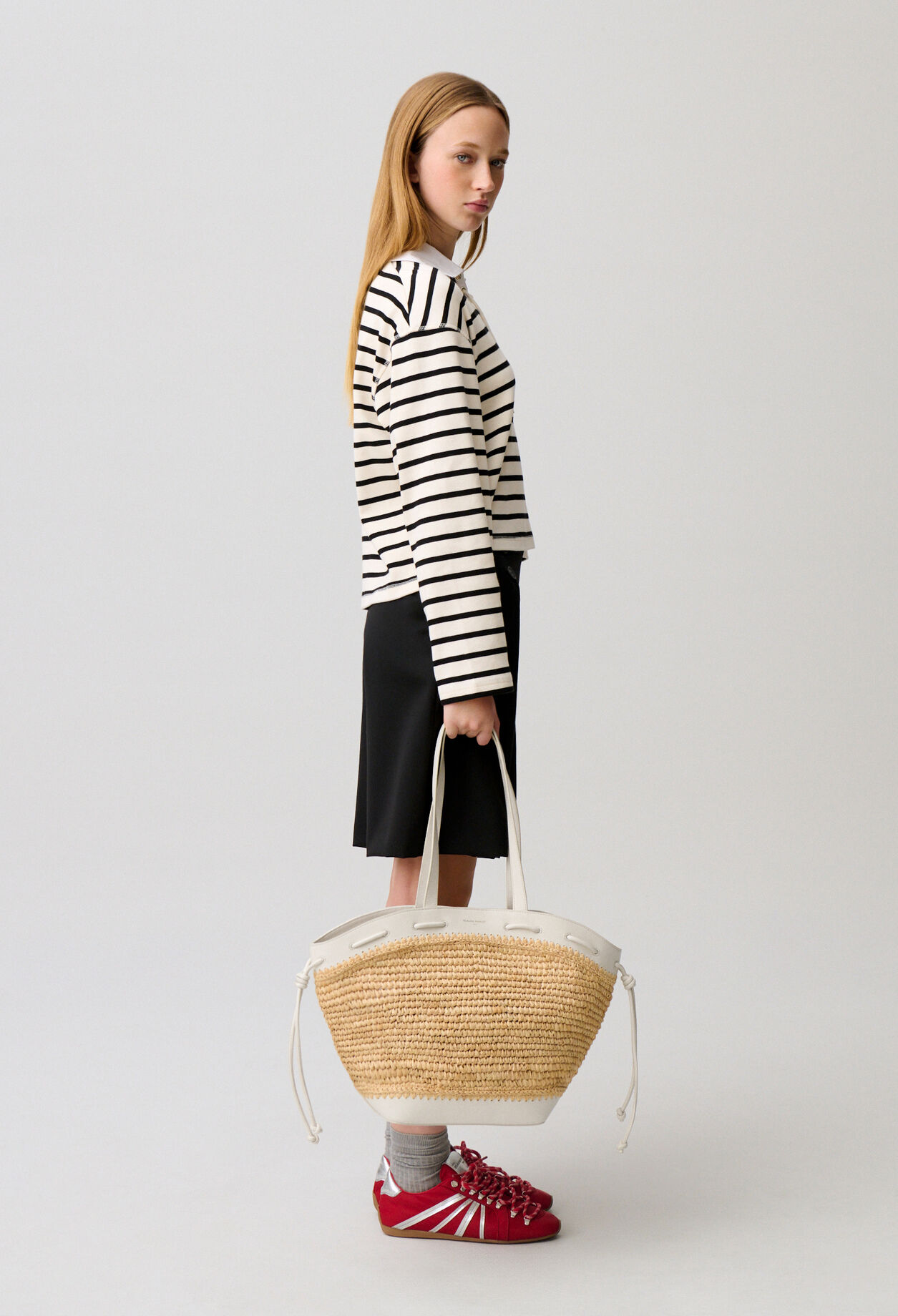 Panier Alban raphia cuir