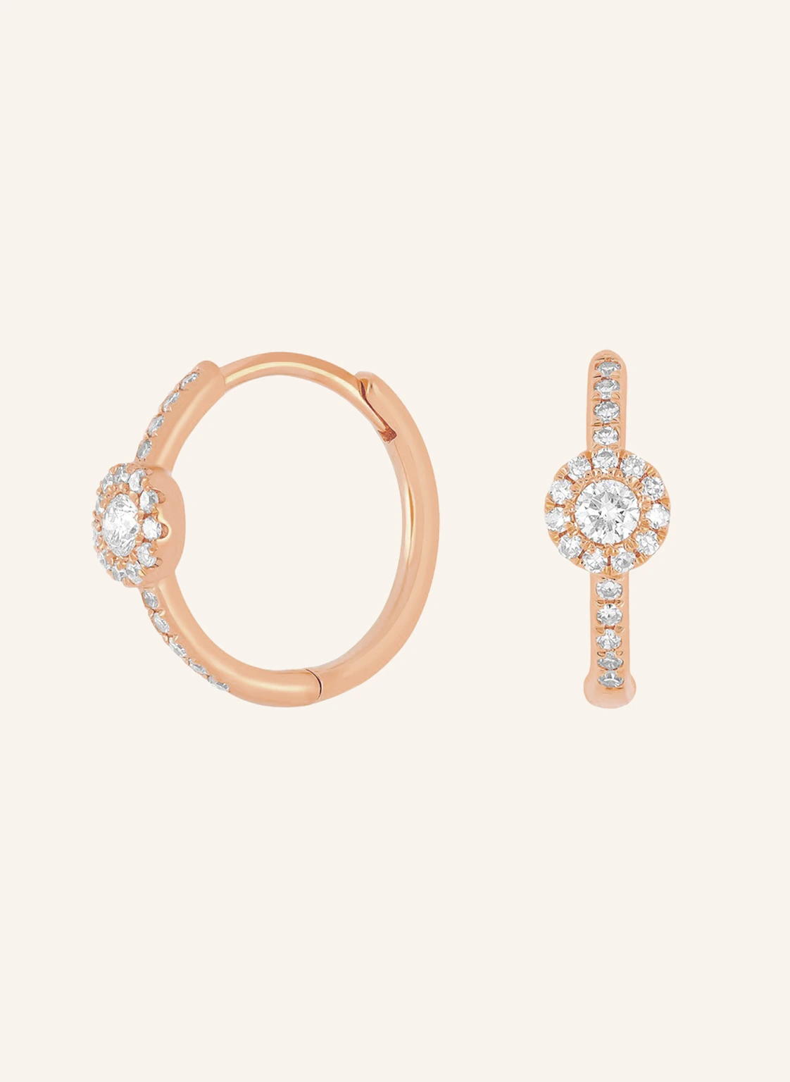 Leaf Creolen PAVE II aus 14 Karat Roségold mit Diamanten