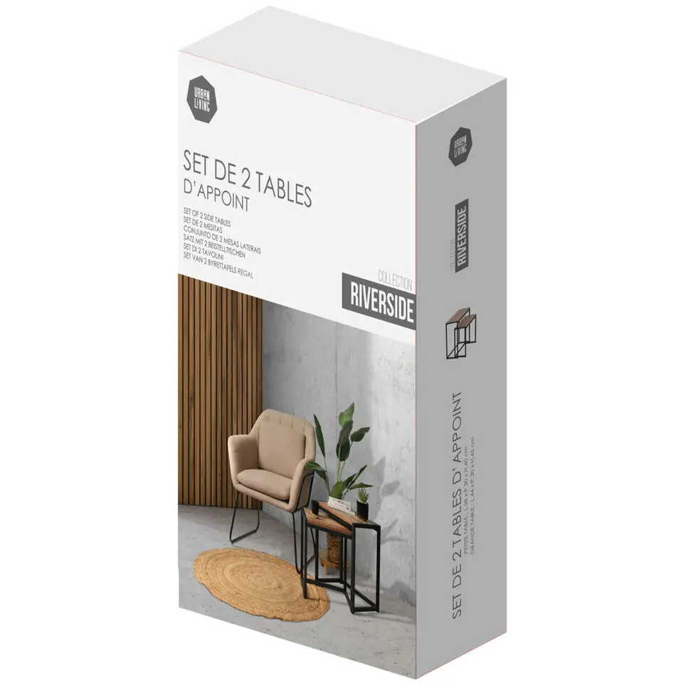 Urban Living Bijzettafels 2x - zwart - metaal - H45 en H40 cm