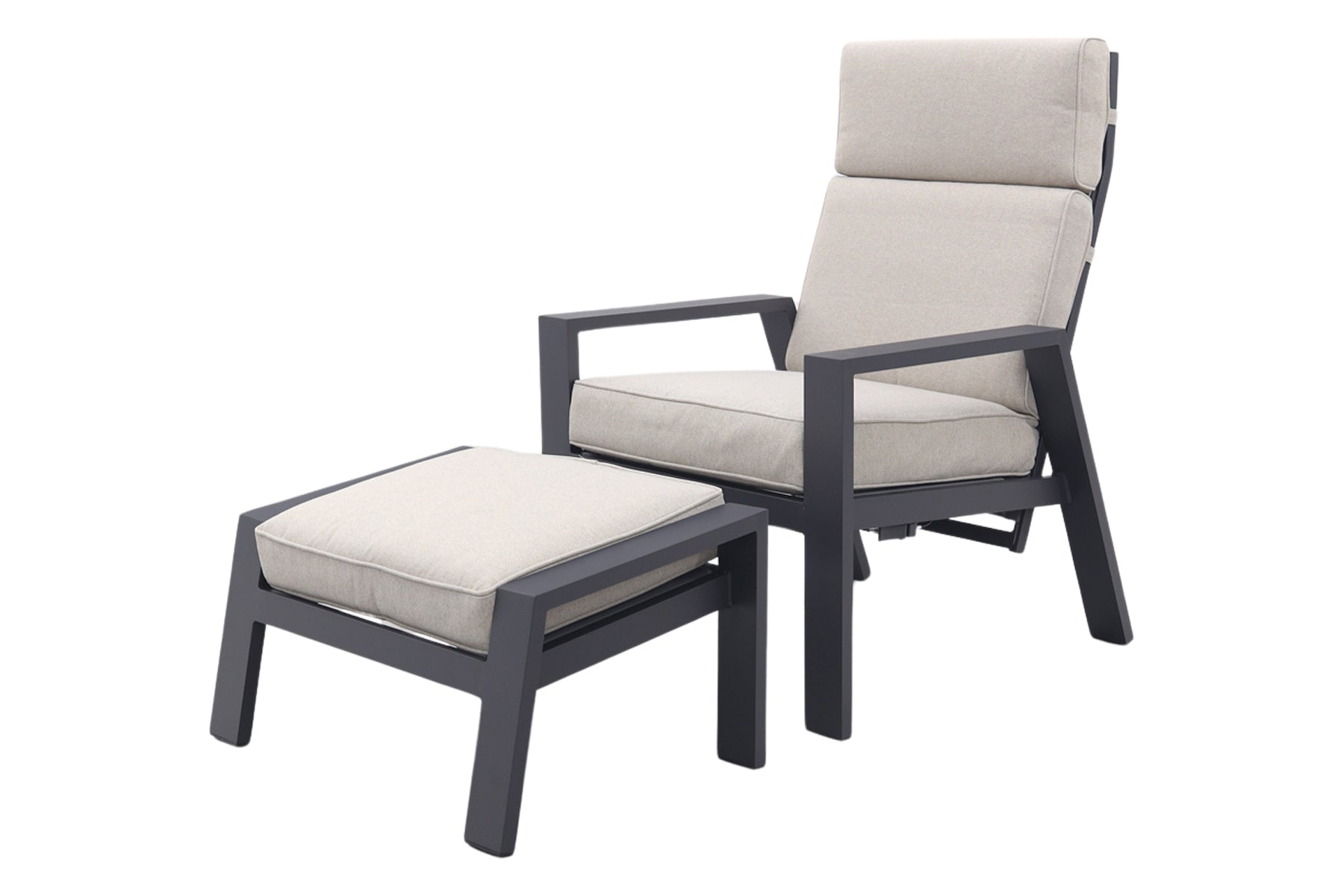 Garden Impressions Max loungestoel + voetenbank - Carbon black Sand