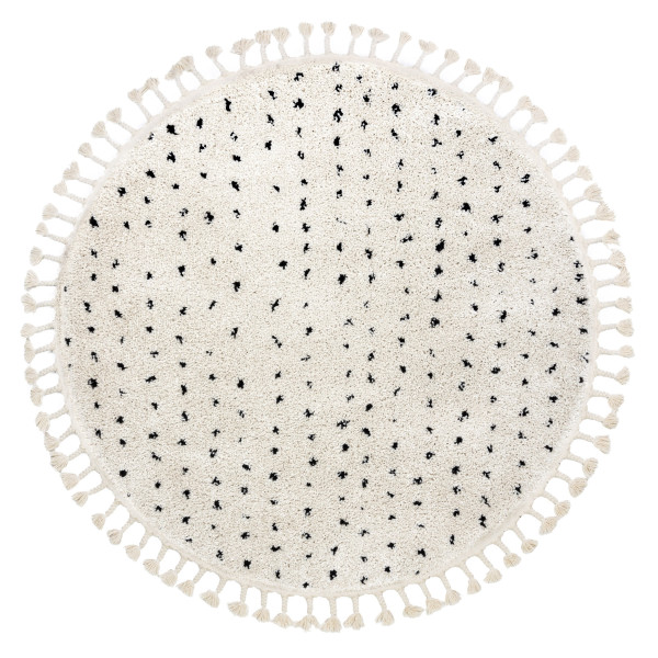 Dywan BERBER SYLA B752 kropki krem Frędzle berberyjski koło 120 cm
