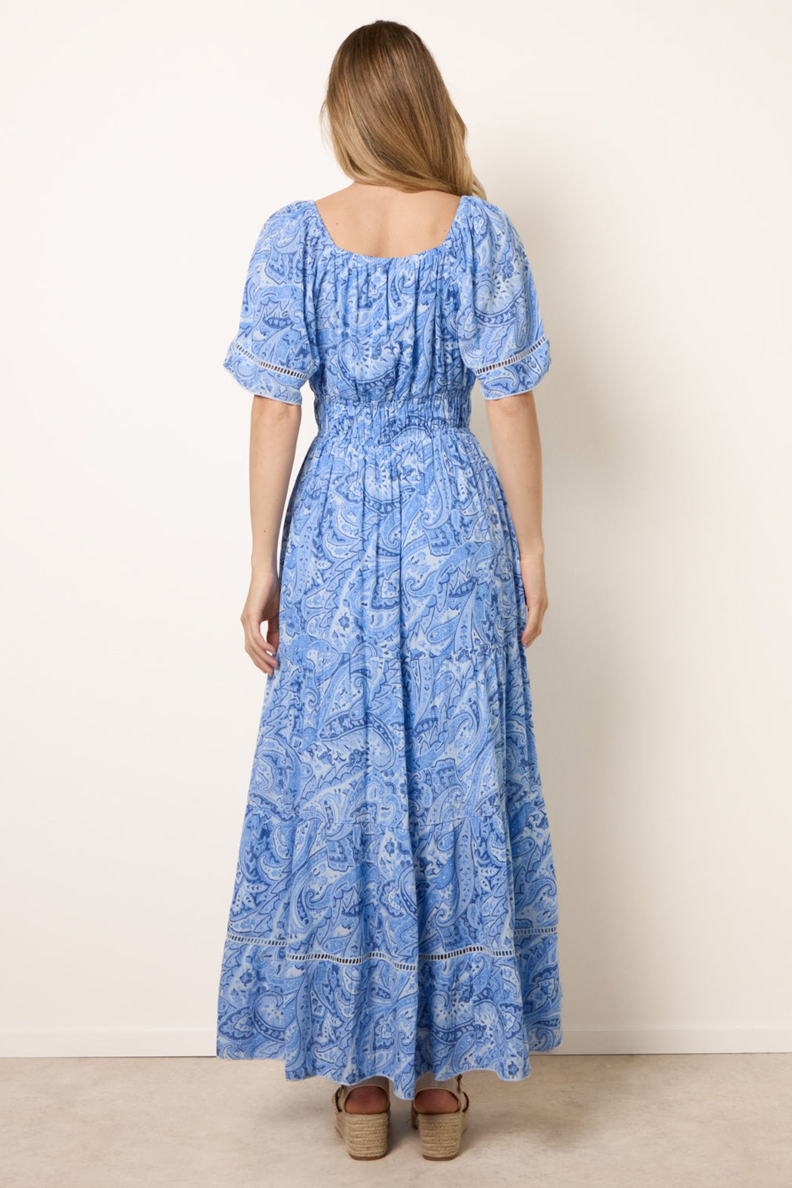 Blue Vanilla Blue Ladder Trim Detailing Bardot Dress