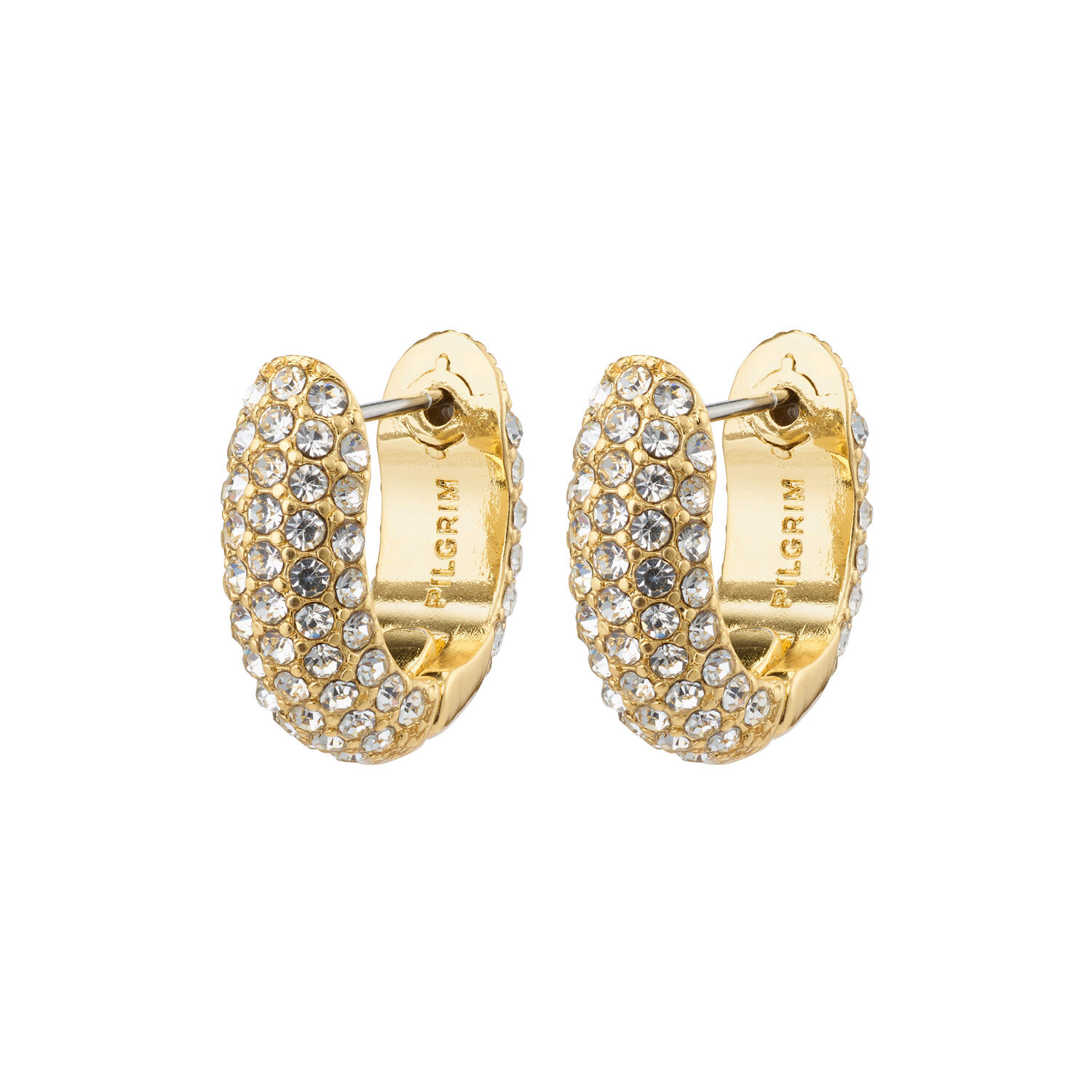 LONA Chunky Crystal Huggie Hoops, gold plated