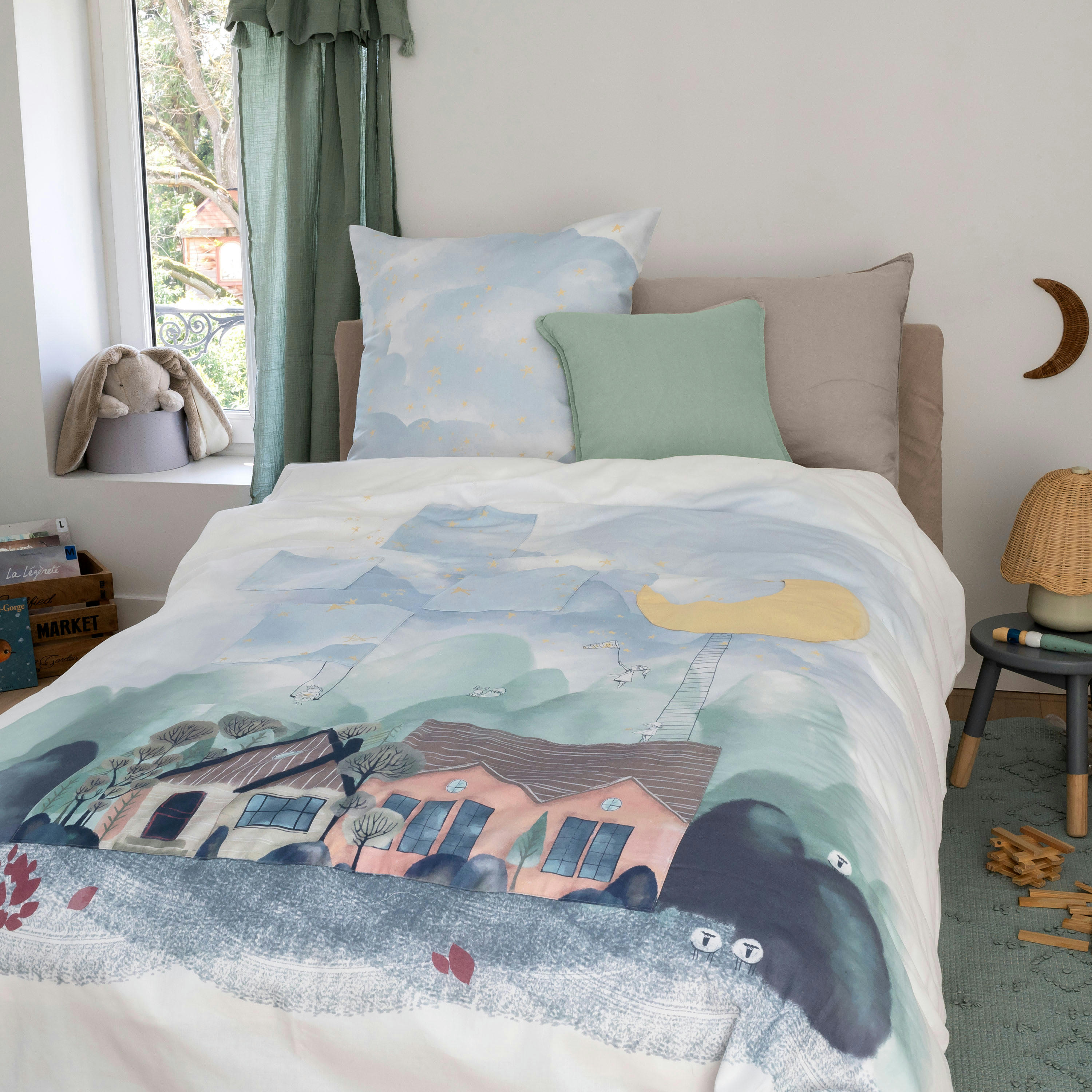 SKOG - Housse de couette pur coton imprimé blanc 200 x 200 cm