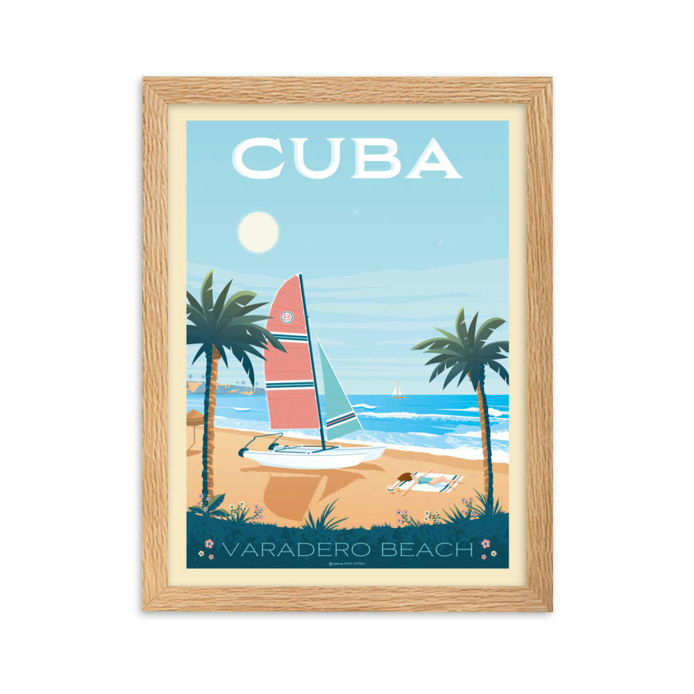 - Affiche Cuba avec Cadre (Bois) 21x29,7 cm