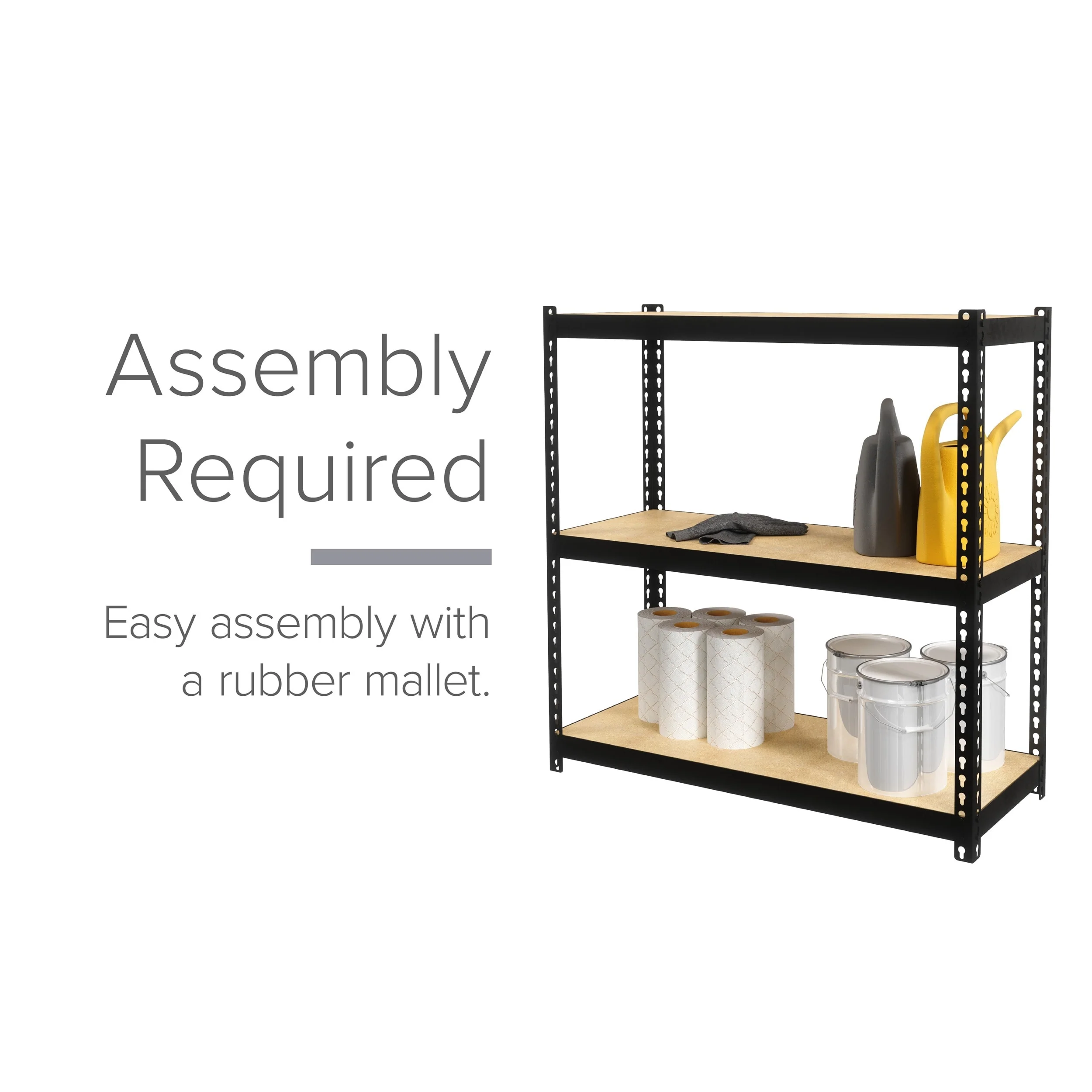 Space Solutions 1000 Riveted Steel Shelving 3-Shelf Unit, 12D x 30W x 30H, Black