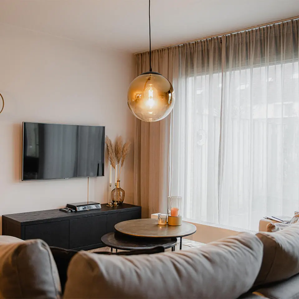 Qazqa hanglamp pallon goudkleurig e27