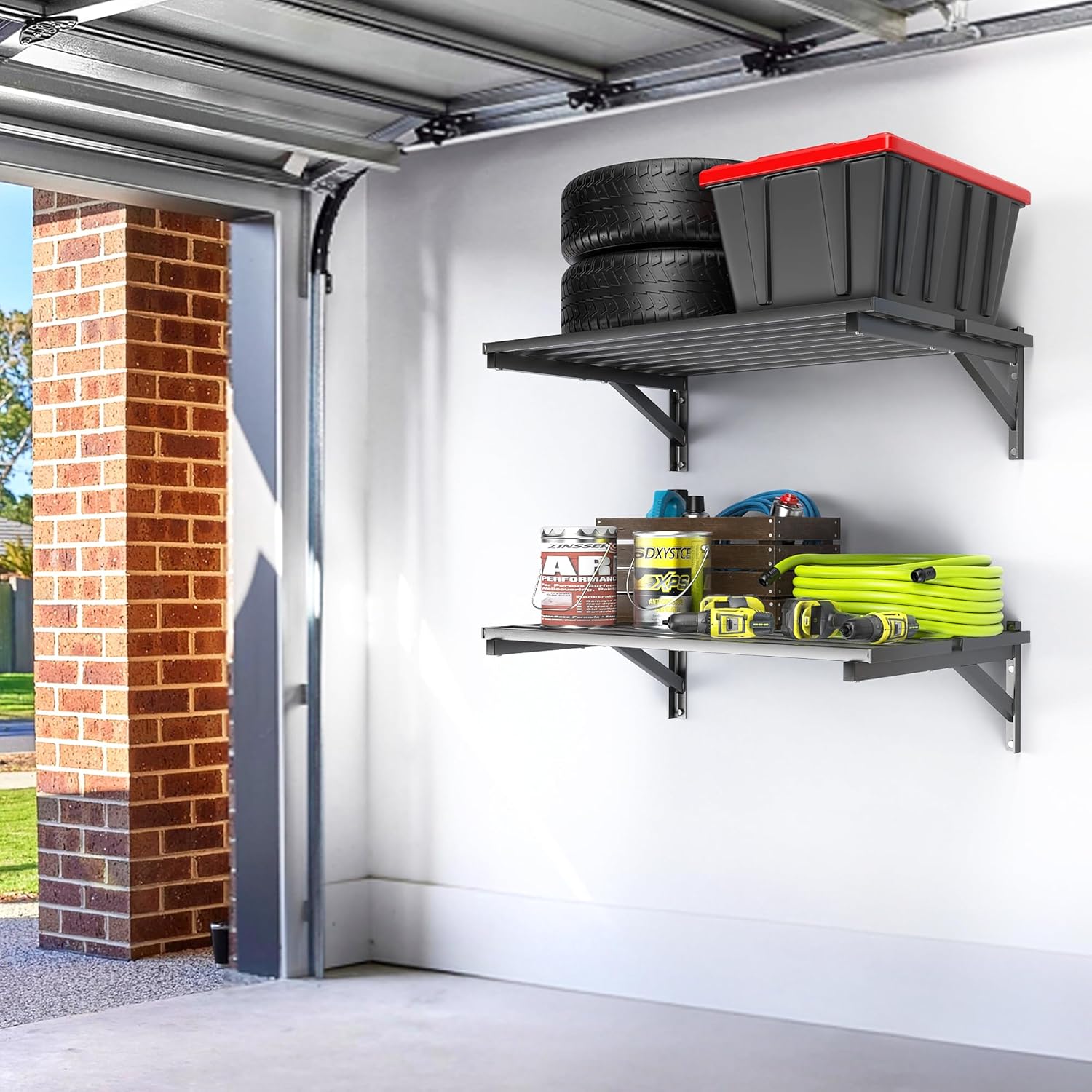 Ultrawall Heavy Duty Garage Wall Shelves, 2 x 3 ft Wall Mounted Storage Shelves, Holds Up to 800Lbs, 2Pack, Black