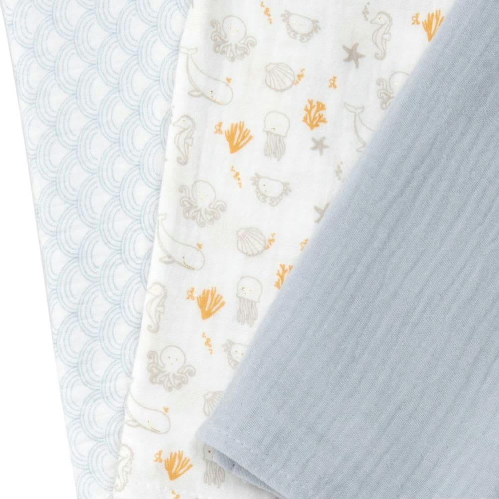 SAINT-MALO - Langes bébé en gaze de coton bio motifs multicolores (x3)