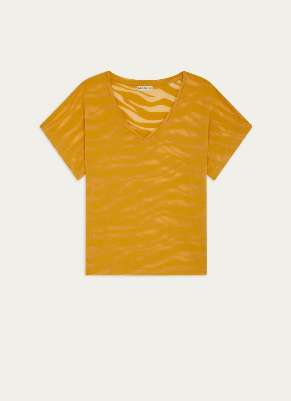 TEE-SHIRT MANCHES COURTES à ENCOLURE V EN COTON OCRE