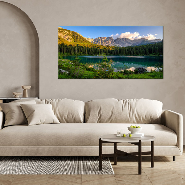 Obraz do salonu sypialni biura, Widok jezioro góry las natura 80x40