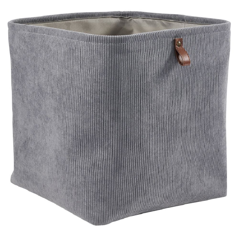 Panière Box Cube effet velours 31x31x31cm gris