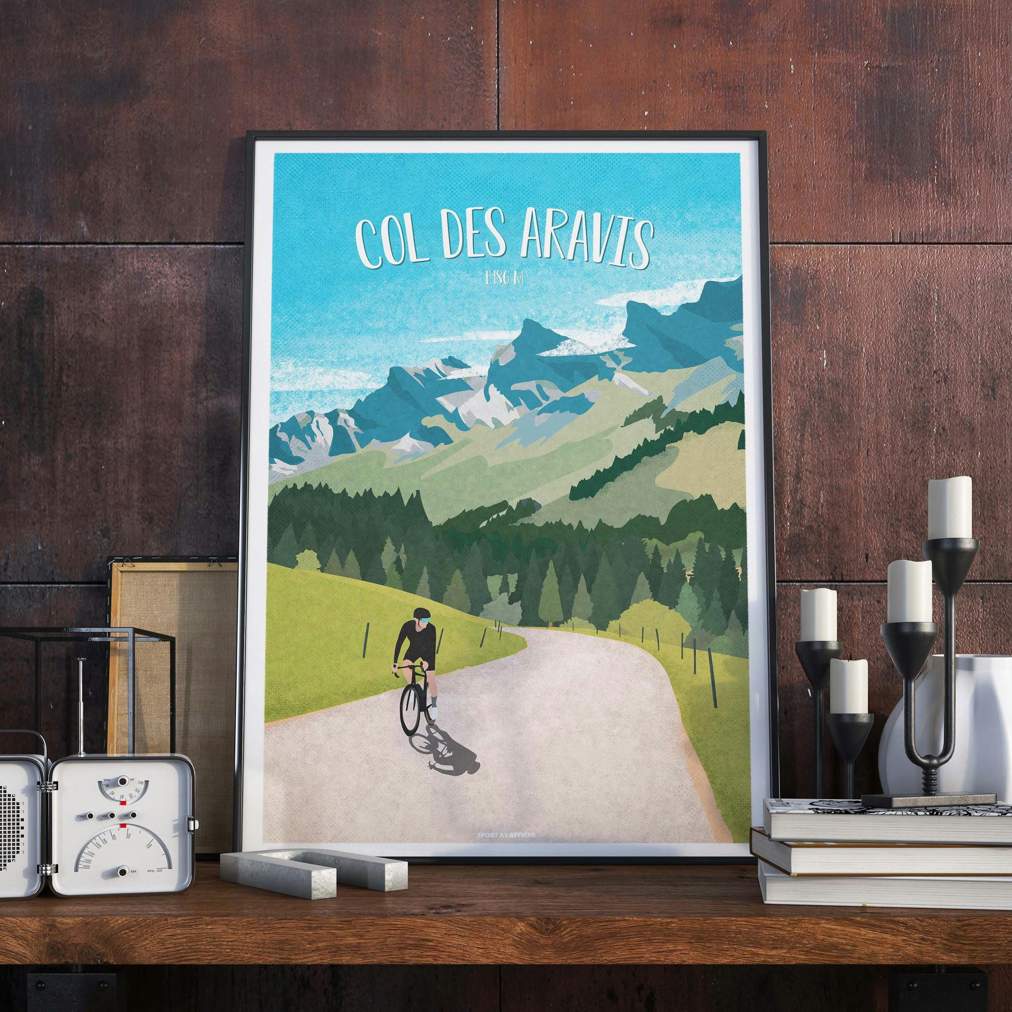 CYCLISME - Affiche Cyclisme - Col des Aravis 30 x 40 cm