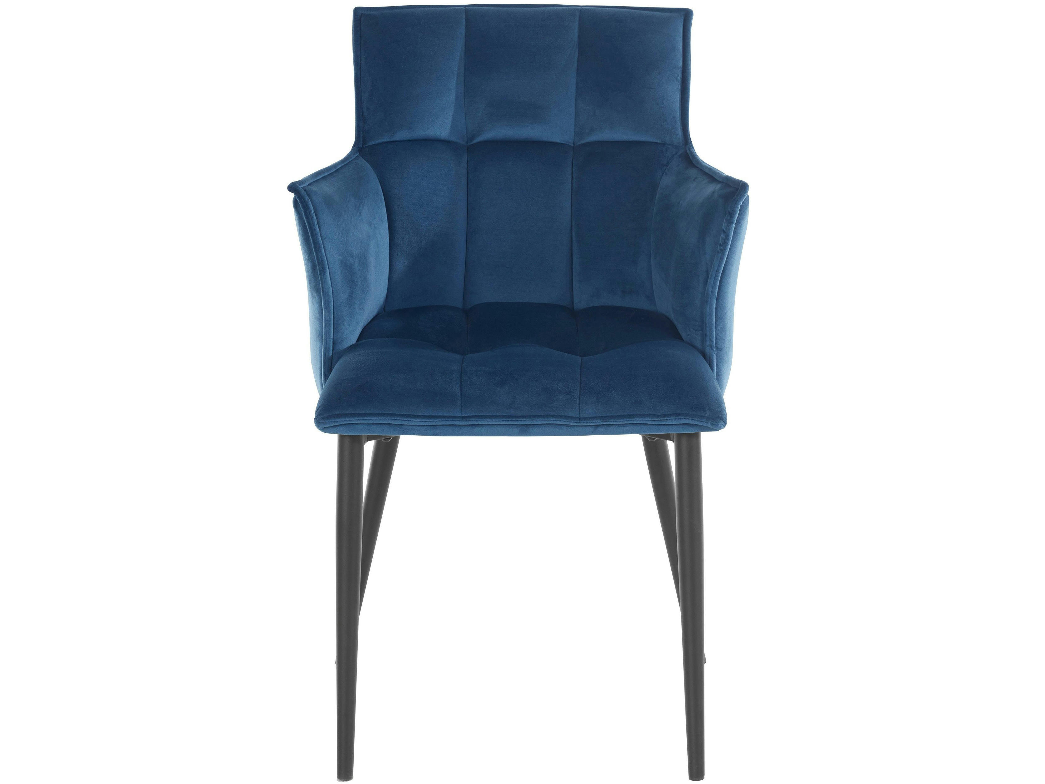 MARCIA - Lot de 2 chaises de salle à manger rembourrées en velours bleu