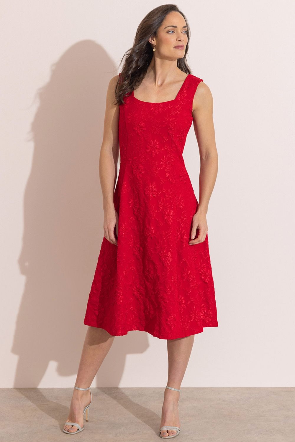Klass. Floral Jacquard Midi Dress