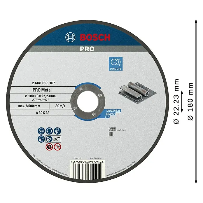 KAPPESKIVE BOSCH METALL 180X3MM
