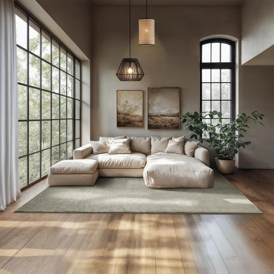 tectake? Kortpolig vloerkleed Soft Zone 200 x 290 cm - Zandkleur