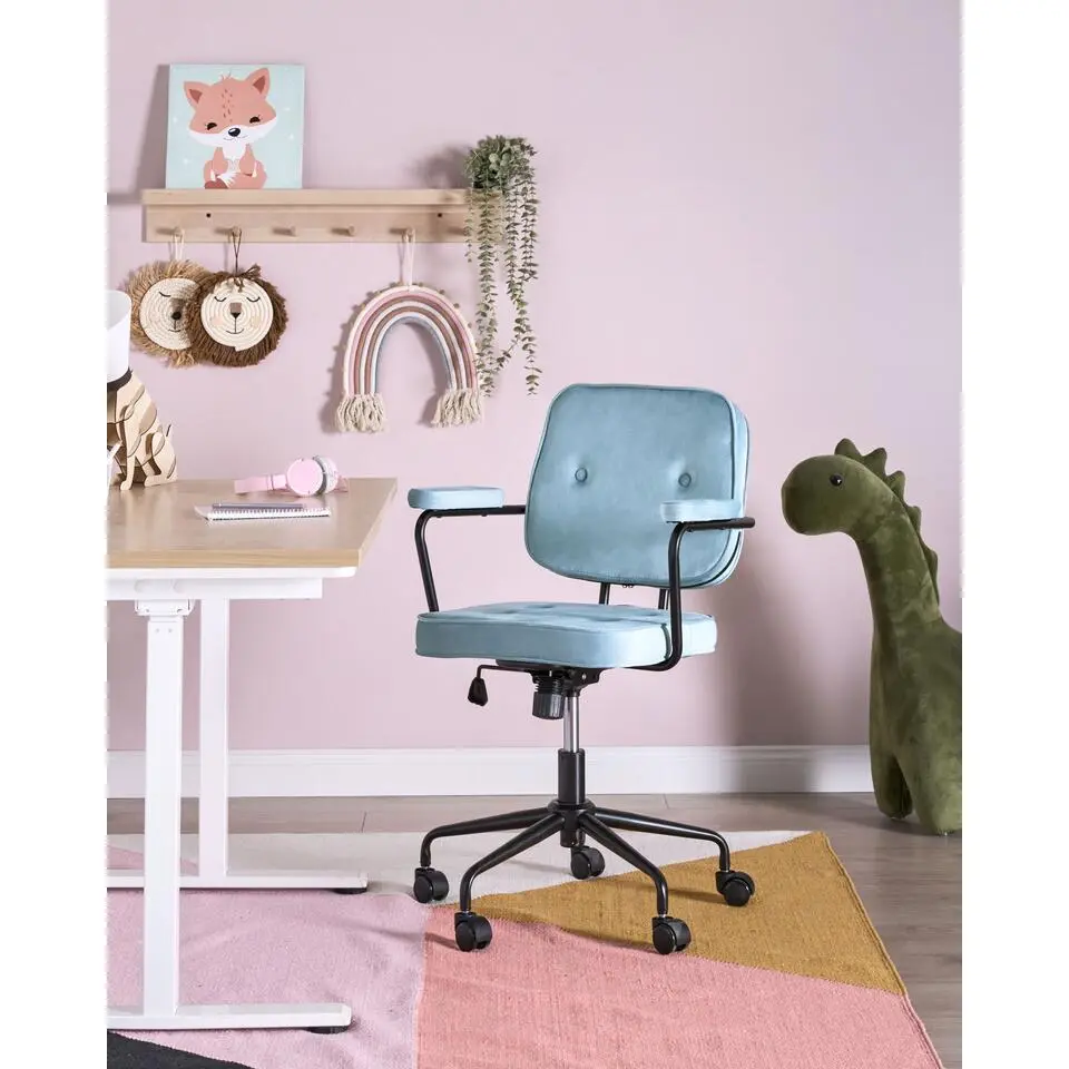 PAWNEE - Bureaustoel - Lichtblauw - Fluweel