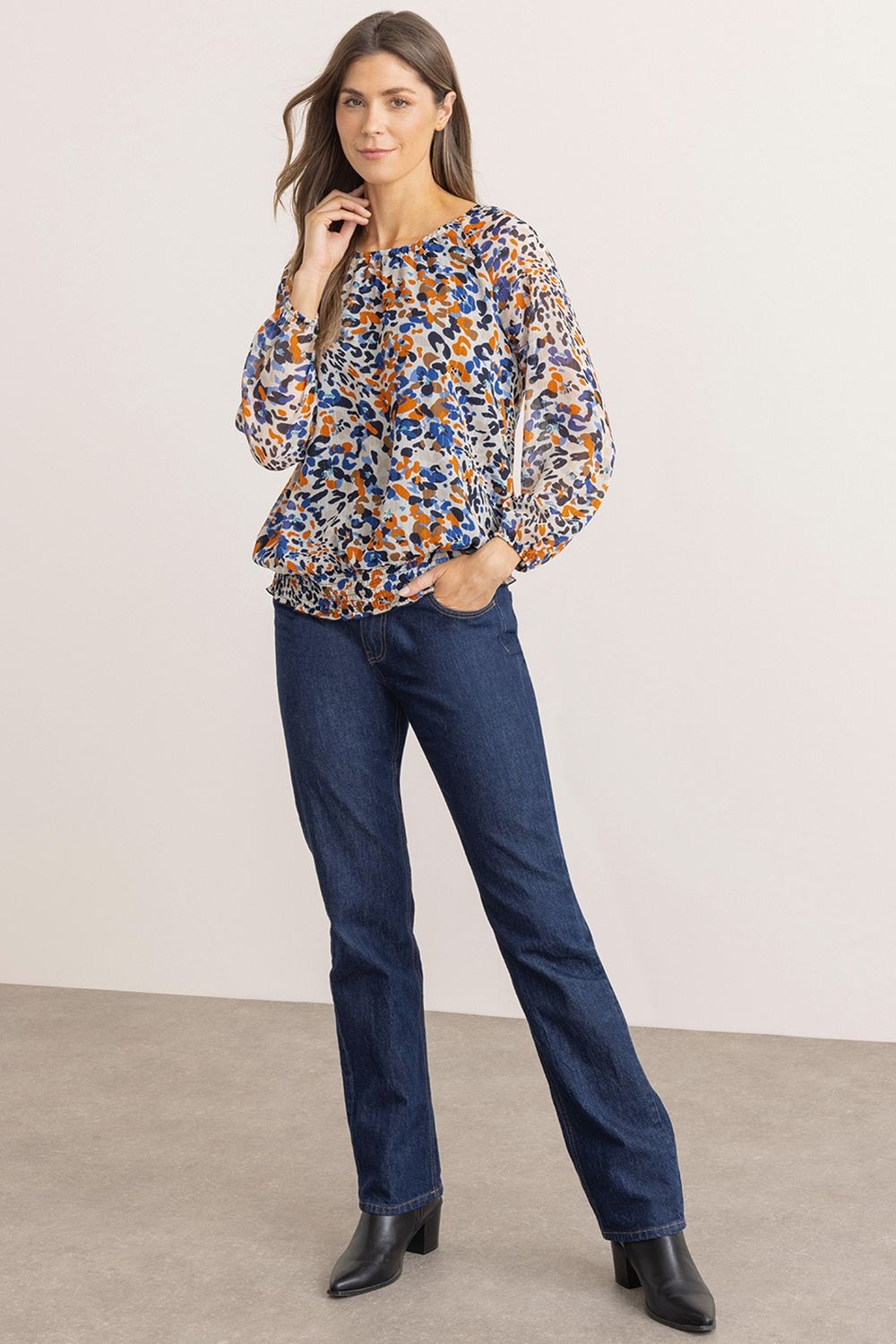 Klass. Printed Shimmer Stripe Top