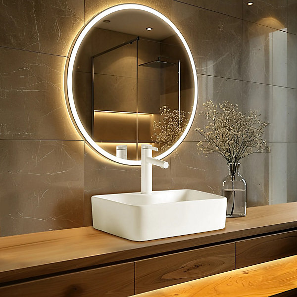 BALNEO - Vasque à poser SAVIA 49x38 cm blanche en céramique - Lavabo à poser