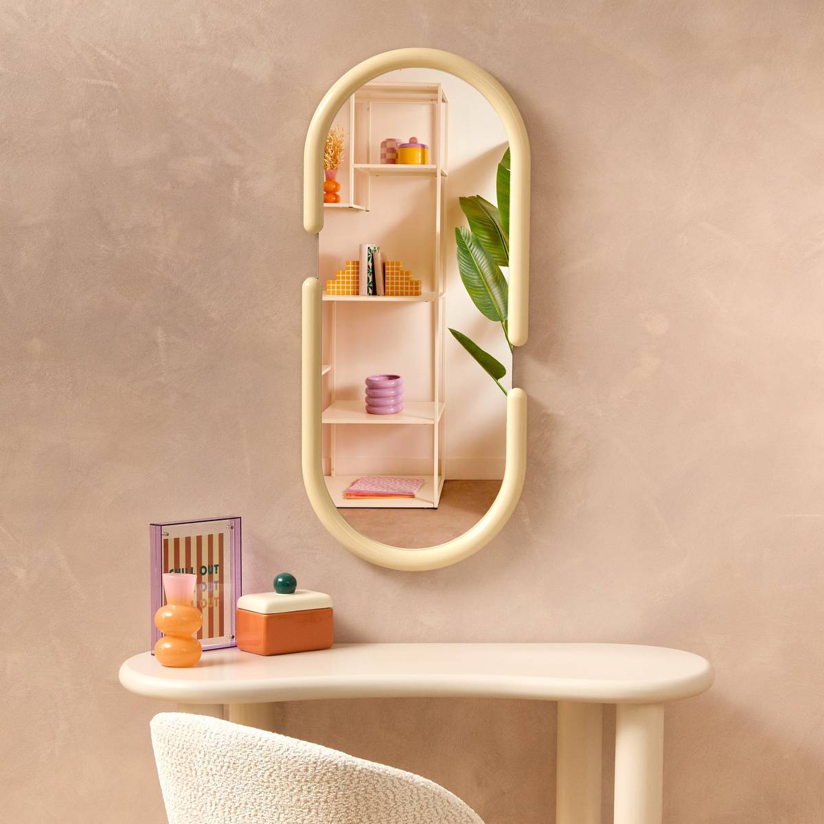 Mirror "Pool" Beige, 90x39 cm