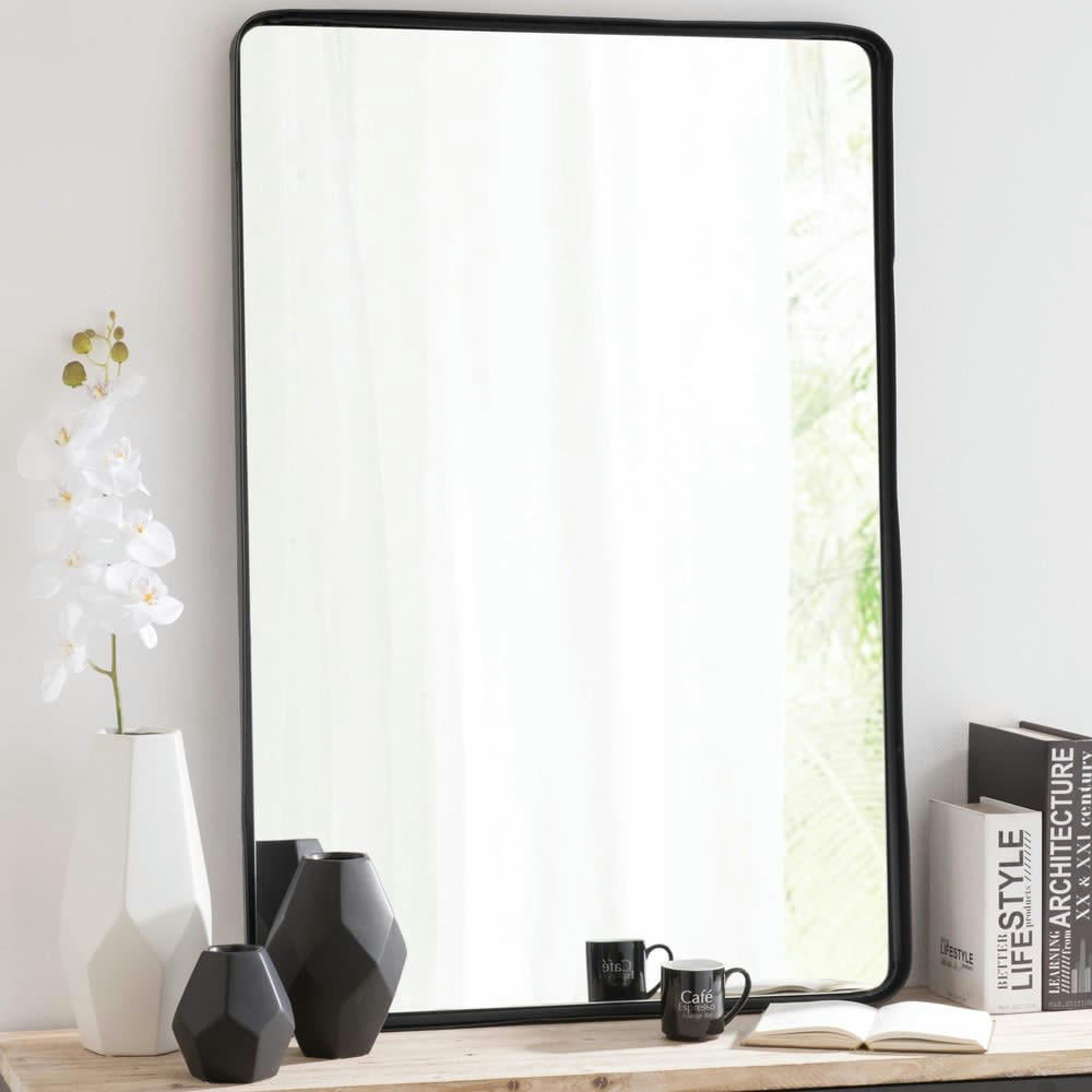 Weston - Miroir industriel rectangulaire en métal noir 75x110