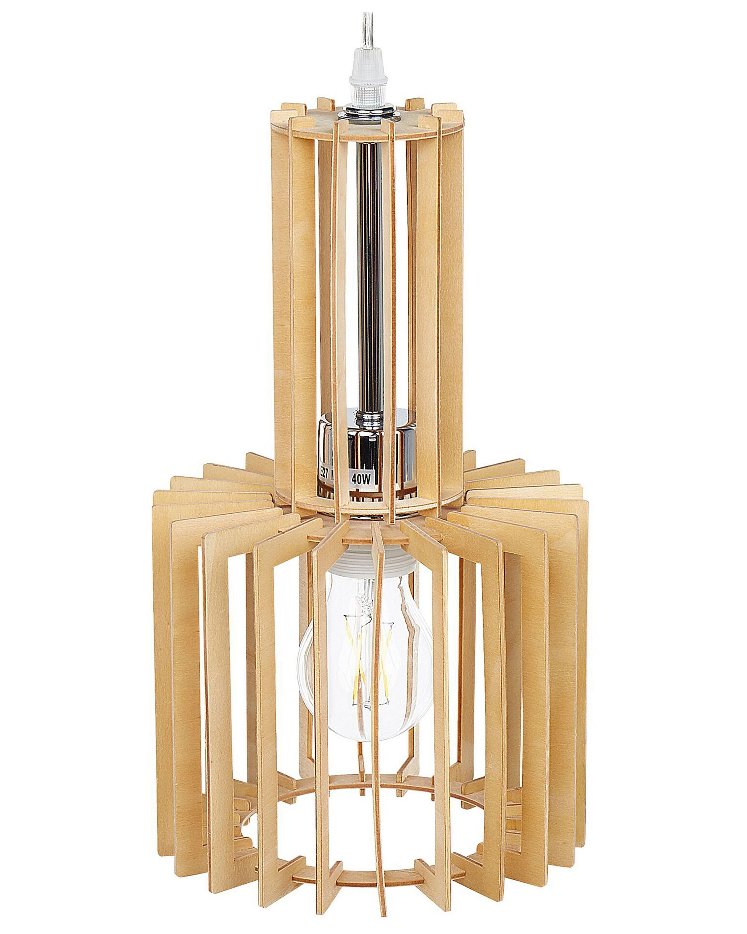 Lampa wisząca oświetlenie jasne drewno
